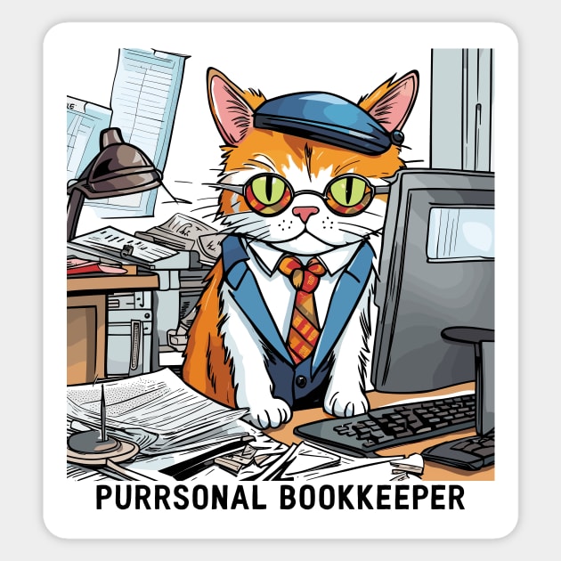 Purrsonal Bookkeeper Sticker by Kingrocker Clothing